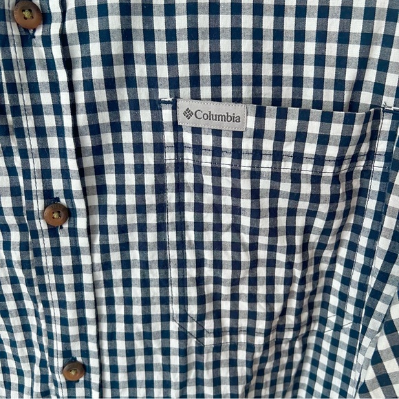 Columbia-Men’s Button Down Collared Shirt-Navy Checkered Pattern-Size XL - Picture 5 of 10